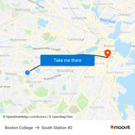 Boston College to South Station #2 map