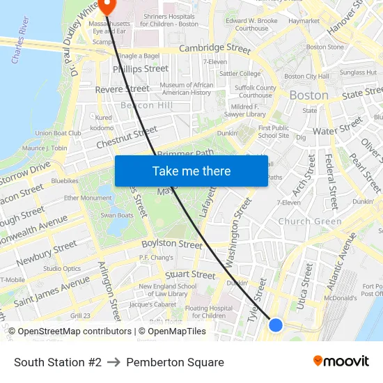 South Station #2 to Pemberton Square map