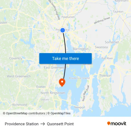 Providence Station to Quonsett Point map