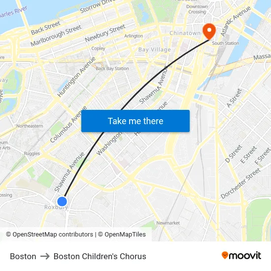Boston to Boston Children's Chorus map