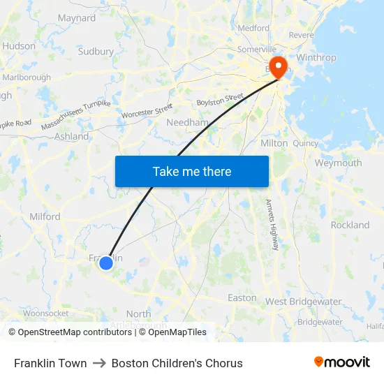 Franklin Town to Boston Children's Chorus map