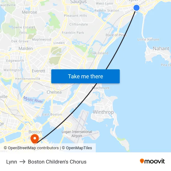 Lynn to Boston Children's Chorus map