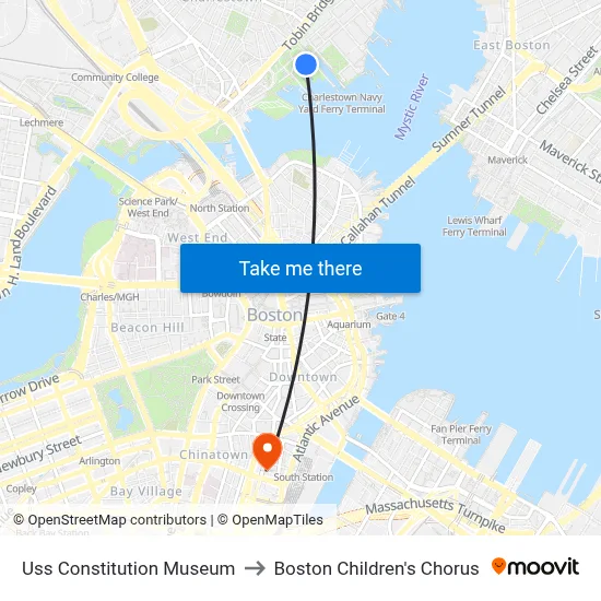 Uss Constitution Museum to Boston Children's Chorus map