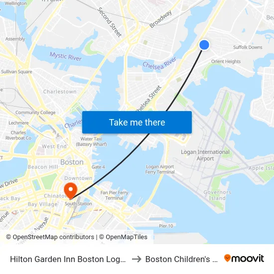 Hilton Garden Inn Boston Logan Airport to Boston Children's Chorus map