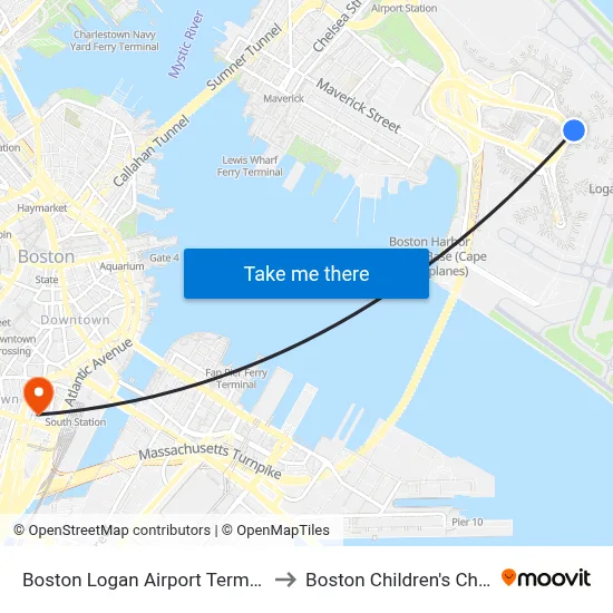 Boston Logan Airport Terminal C to Boston Children's Chorus map