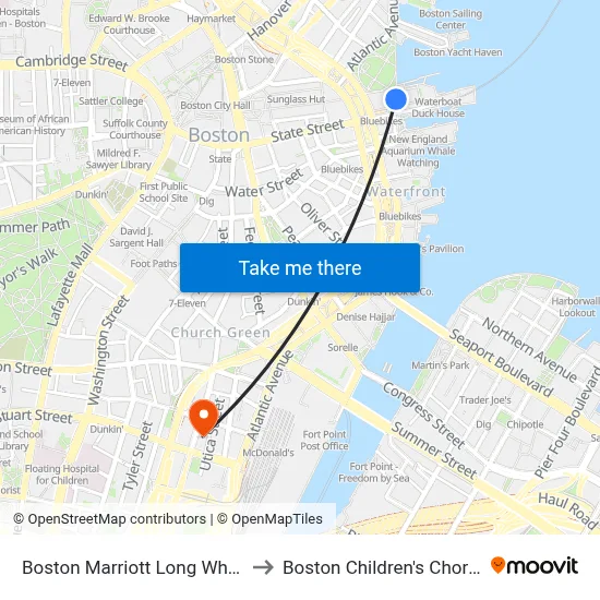 Boston Marriott Long Wharf to Boston Children's Chorus map