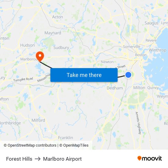 Forest Hills to Marlboro Airport map