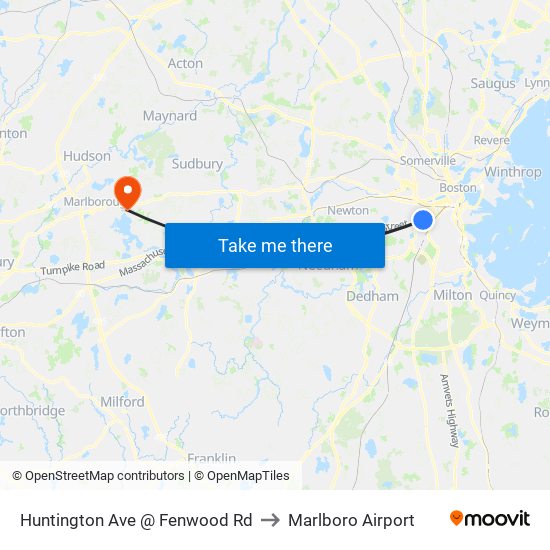 Huntington Ave @ Fenwood Rd to Marlboro Airport map