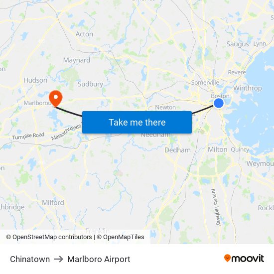 Chinatown to Marlboro Airport map