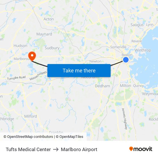 Tufts Medical Center to Marlboro Airport map