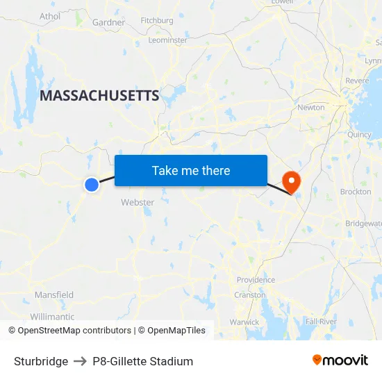 Sturbridge to P8-Gillette Stadium map