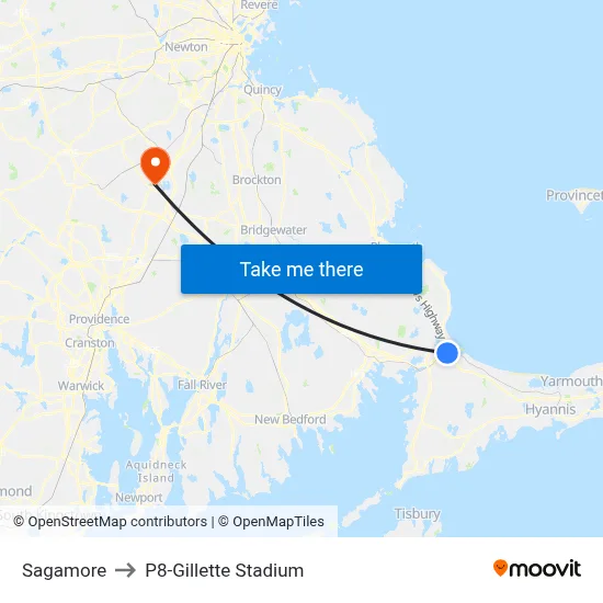 Sagamore to P8-Gillette Stadium map
