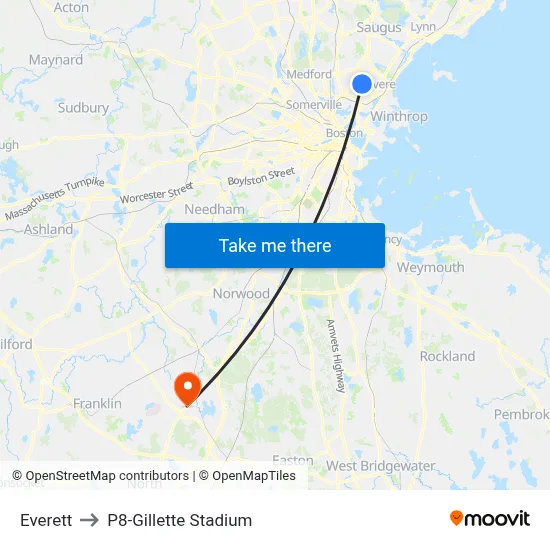 Everett to P8-Gillette Stadium map