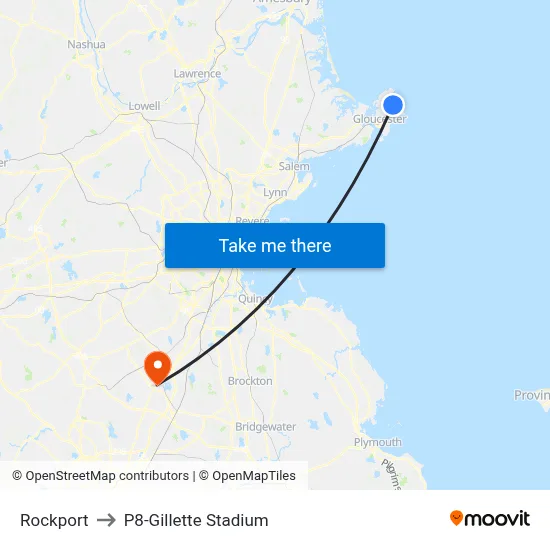 Rockport to P8-Gillette Stadium map