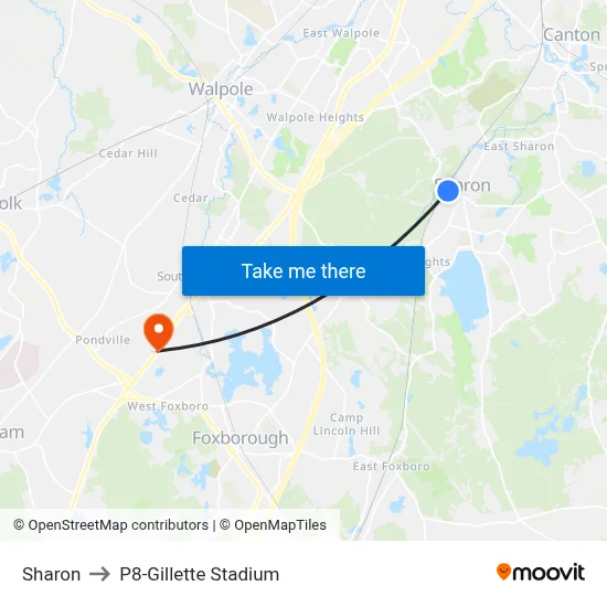 Sharon to P8-Gillette Stadium map