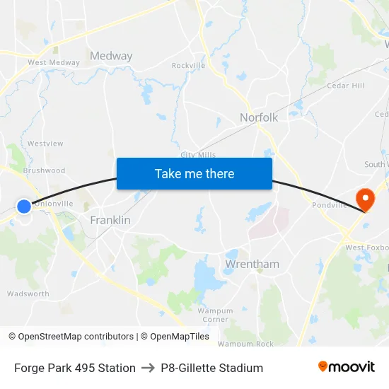 Forge Park 495 Station to P8-Gillette Stadium map
