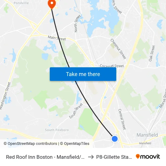 Red Roof Inn Boston - Mansfield/Foxboro to P8-Gillette Stadium map