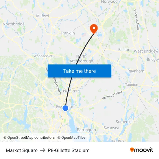 Market Square to P8-Gillette Stadium map