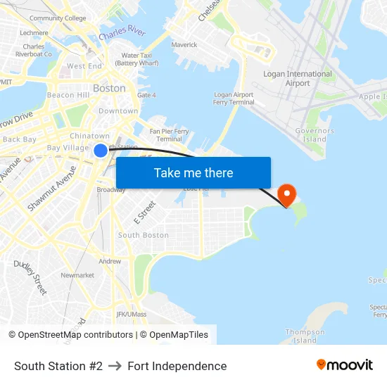 South Station #2 to Fort Independence map