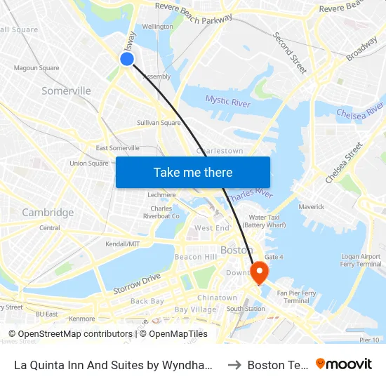La Quinta Inn And Suites by Wyndham Boston Somerville to Boston Tea Party map