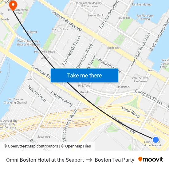 Omni Boston Hotel at the Seaport to Boston Tea Party map