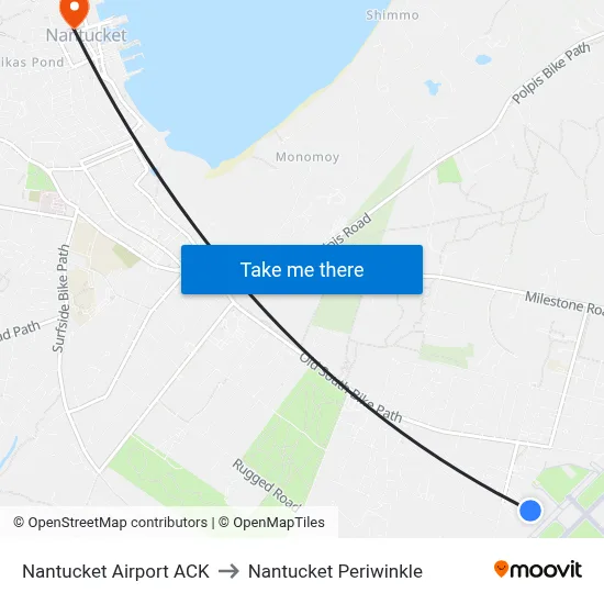 Nantucket Airport ACK to Nantucket Periwinkle map