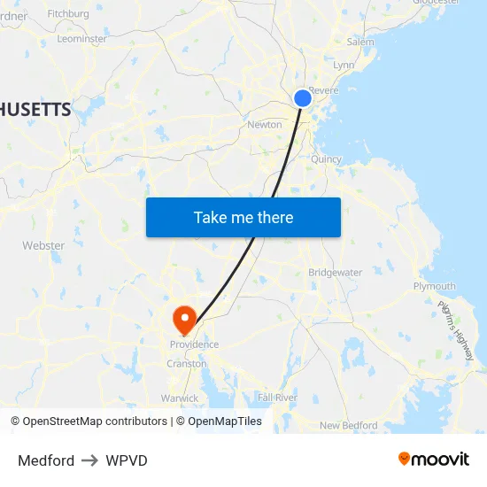 Medford to WPVD map