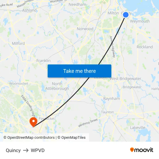 Quincy to WPVD map
