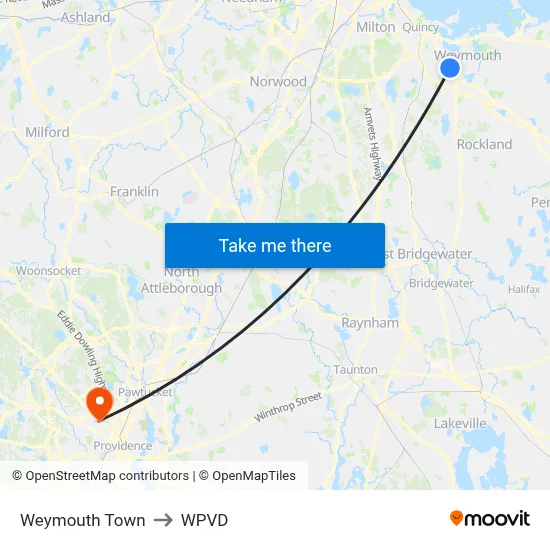 Weymouth Town to WPVD map