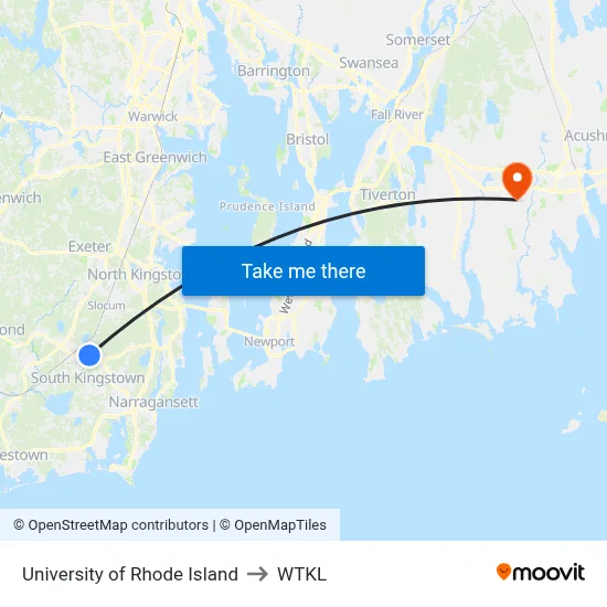 University of Rhode Island to WTKL map