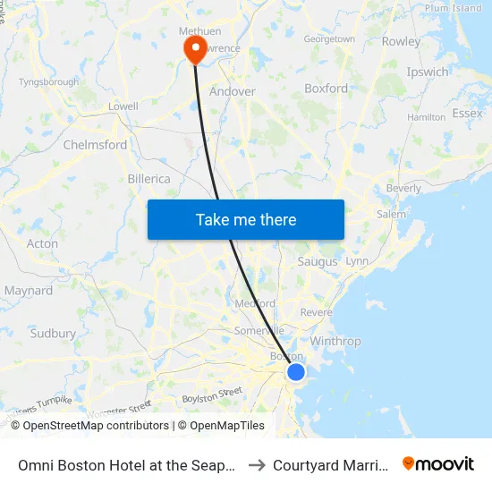 Omni Boston Hotel at the Seaport to Courtyard Marriott map