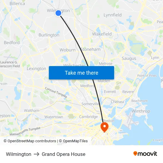 Wilmington to Grand Opera House map