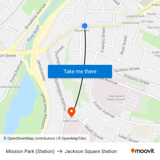 Mission Park (Station) to Jackson Square Station map