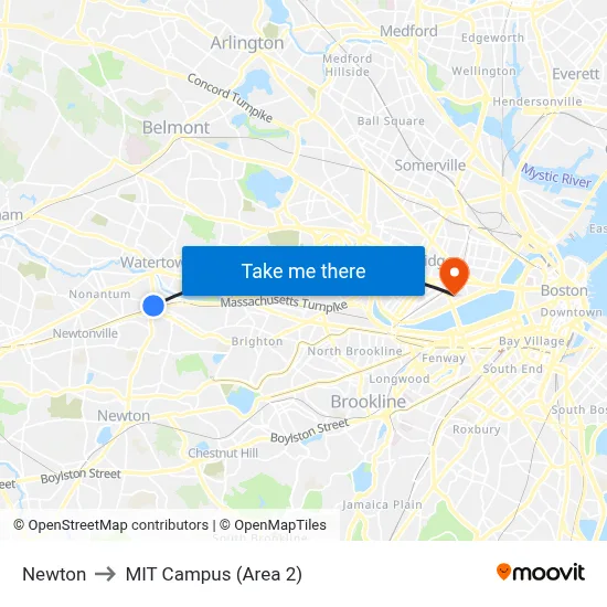 Newton to MIT Campus (Area 2) map
