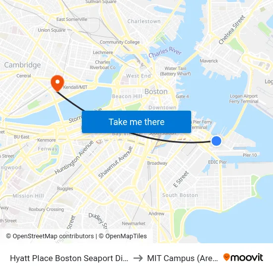 Hyatt Place Boston Seaport District to MIT Campus (Area 2) map