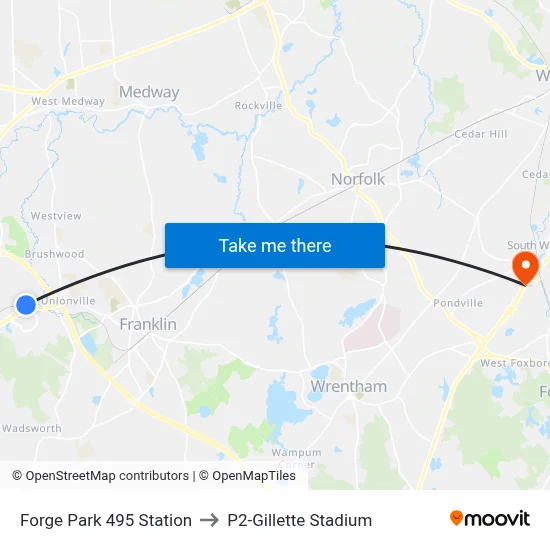 Forge Park 495 Station to P2-Gillette Stadium map