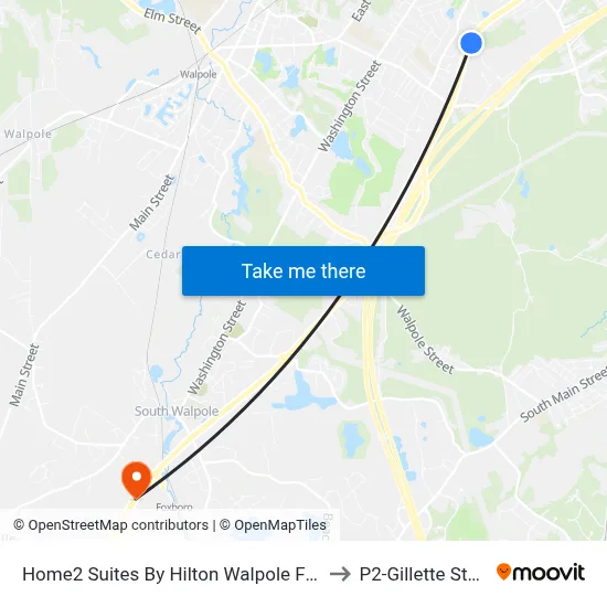 Home2 Suites By Hilton Walpole Foxborough to P2-Gillette Stadium map