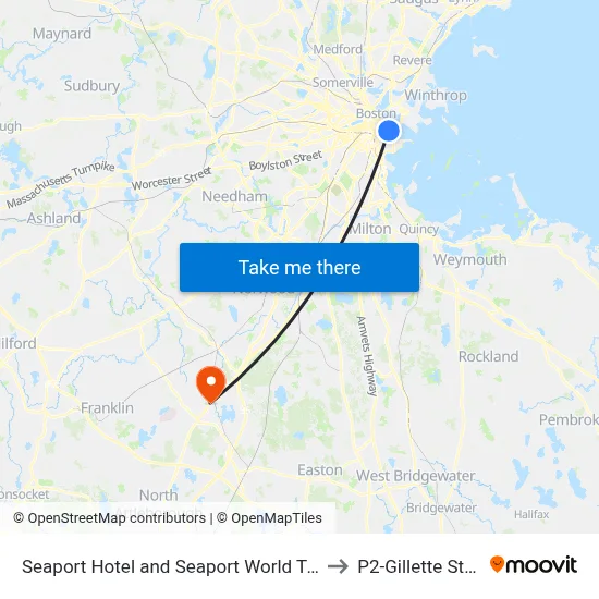 Seaport Hotel and Seaport World Trade Center, 1 Seaport Ln to P2-Gillette Stadium map
