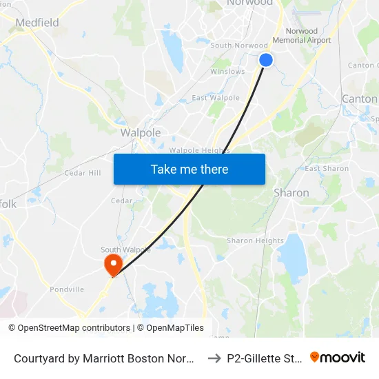 Courtyard by Marriott Boston Norwood/Canton, 300 River Ridge Dr to P2-Gillette Stadium map