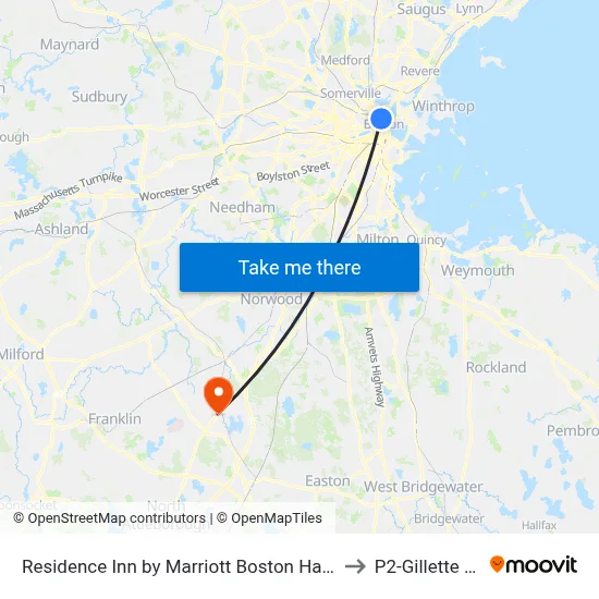 Residence Inn by Marriott Boston Harbor on Tudor Wharf to P2-Gillette Stadium map