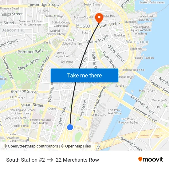 South Station #2 to 22 Merchants Row map