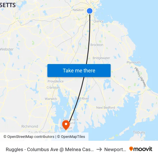 Ruggles - Columbus Ave @ Melnea Cass Blvd to Newport, RI map