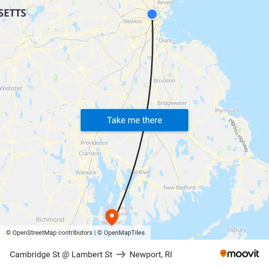 Cambridge St @ Lambert St to Newport, RI map