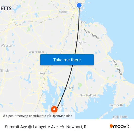Summit Ave @ Lafayette Ave to Newport, RI map