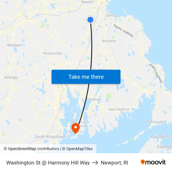 Washington St @ Harmony Hill Way to Newport, RI map