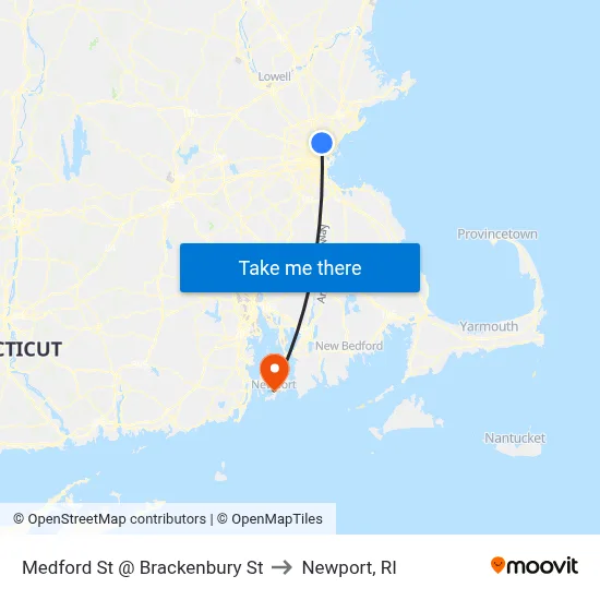 Medford St @ Brackenbury St to Newport, RI map