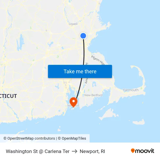 Washington St @ Carlena Ter to Newport, RI map