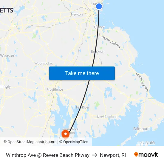 Winthrop Ave @ Revere Beach Pkway to Newport, RI map