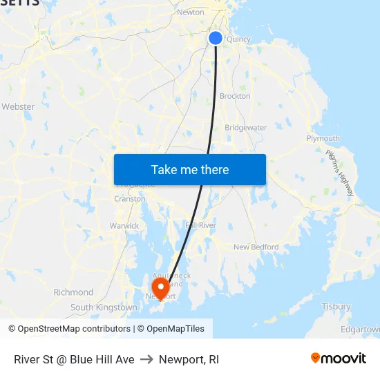 River St @ Blue Hill Ave to Newport, RI map