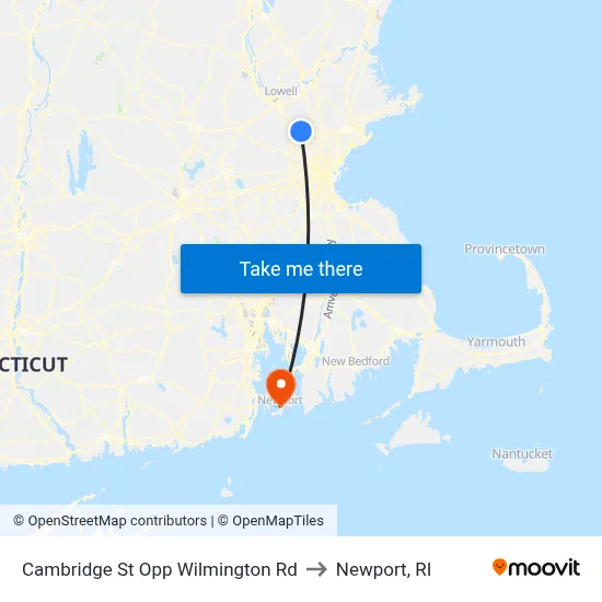Cambridge St Opp Wilmington Rd to Newport, RI map